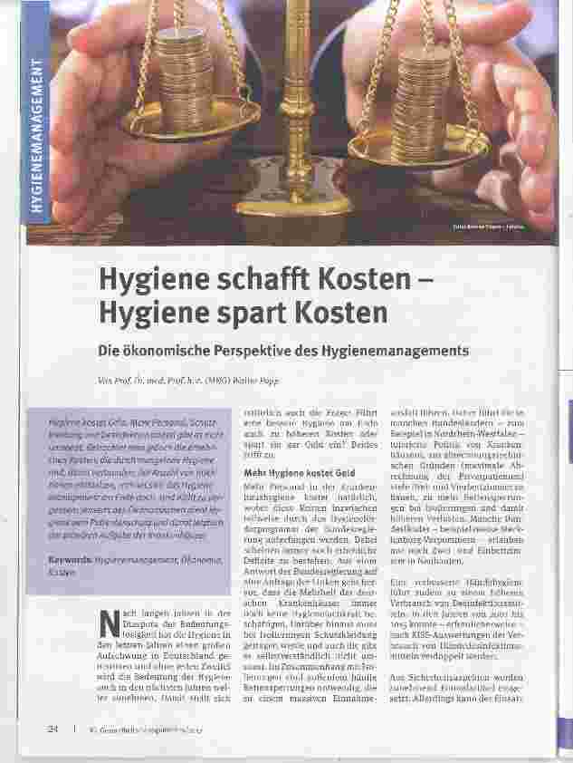 Vorschauseite 1: Hygiene schafft Kosten - Hygiene spart Kosten