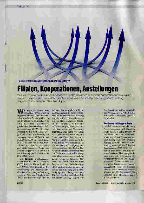 Vorschauseite 1: Filialen, Kooperationen, Anstellungen