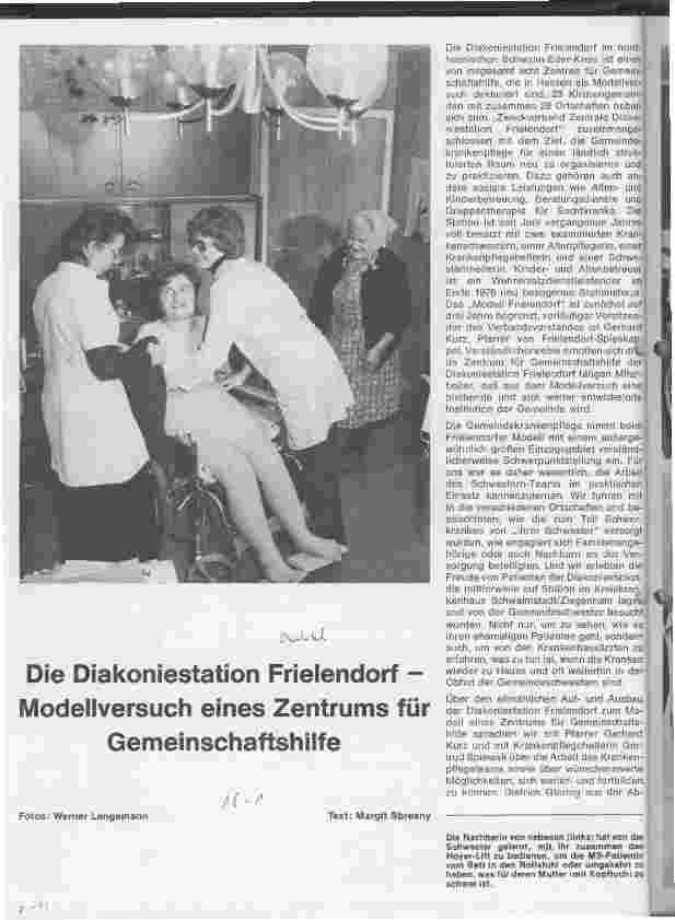 Vorschauseite 1: Die Diakoniestation Frielendorf - Modellversuch eines Zentrums für Gemeinschaftshilfe