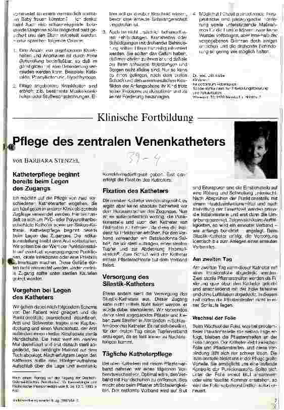 Vorschauseite 1: Pflege des zentralen Venenkatheters
