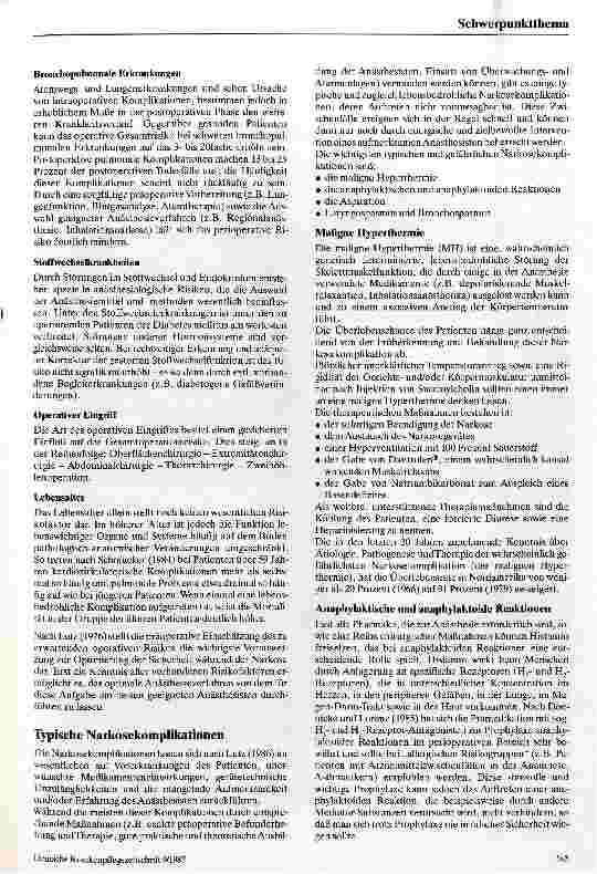 Vorschauseite 3: Risikofaktoren für eine Narkose sowie typische Komplikationen der Allgemeinnarkose