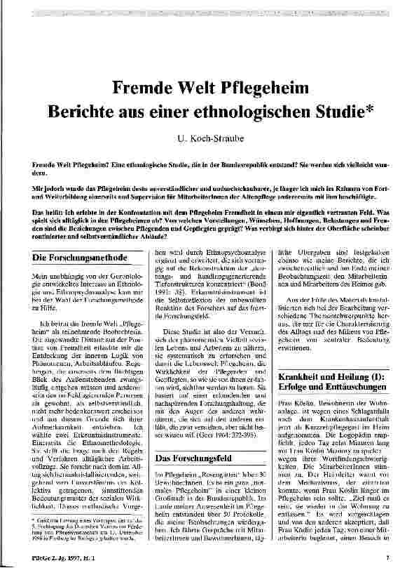 Vorschauseite 1: Fremde Welt Pflegeheim Berichte aus einer ethnologischen Studie