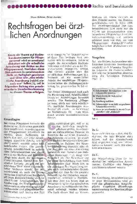 Vorschauseite 1: Rechtsfragen bei ärztlichen Anordnungen