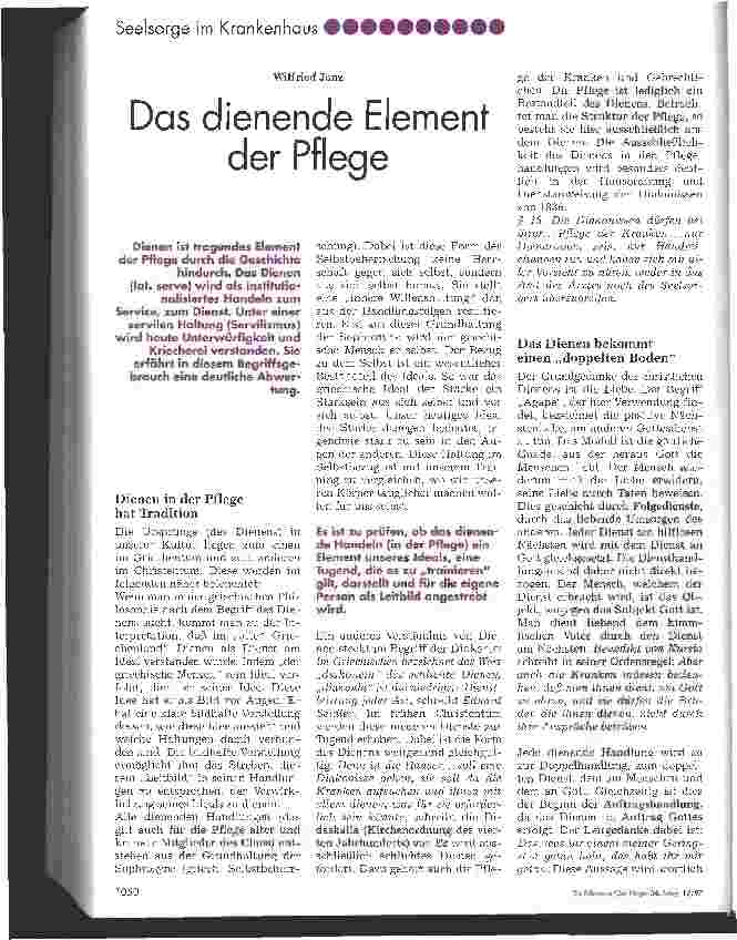 Vorschauseite 1: Das dienende Element der Pflege