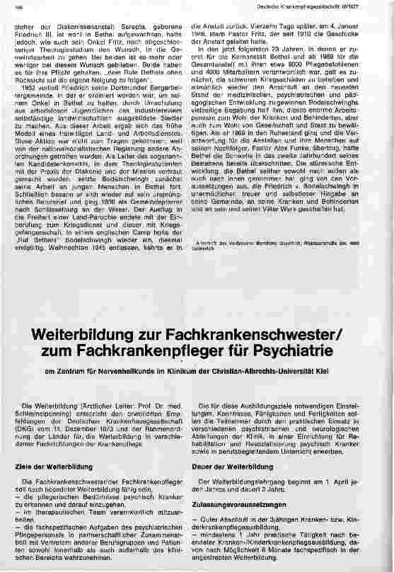 Vorschauseite 1: Weiterbildung zur Fachkrankenschwester/ zum Fachkrankenpfleger für Psychiatrie