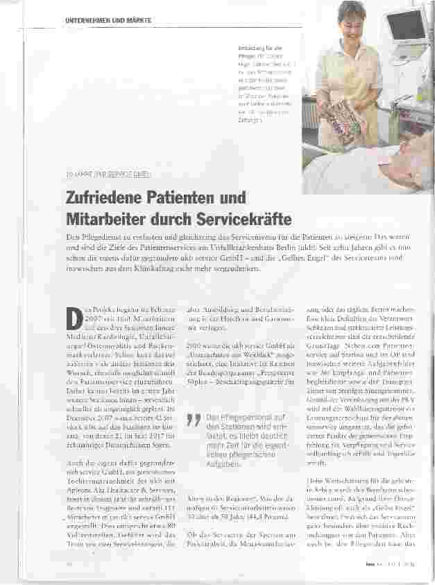 Vorschauseite 1: Zufriedene Patienten und Mitarbeiter durch Servicekräfte