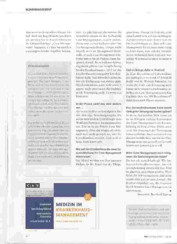 Vorschauseite 3: „Nicht überall, wo Case Management draufsteht, ist Case Management drin“