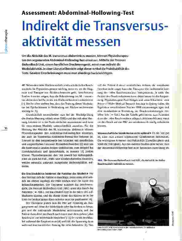 Vorschauseite 1: Assessment: Abdominal-Hollowing-Test Indirekt die Transversusaktivität messen