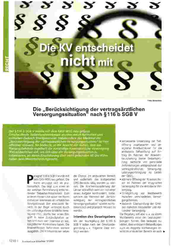 Vorschauseite 1: Die KV entscheidet nicht mit