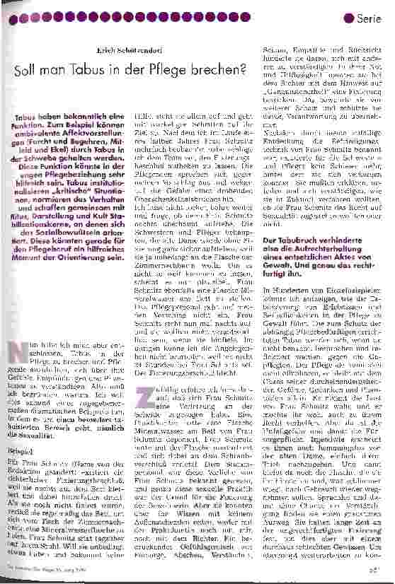 Vorschauseite 1: Ethische Konflikte in der Pflege Soll man Tabus in der Pflege brechen?