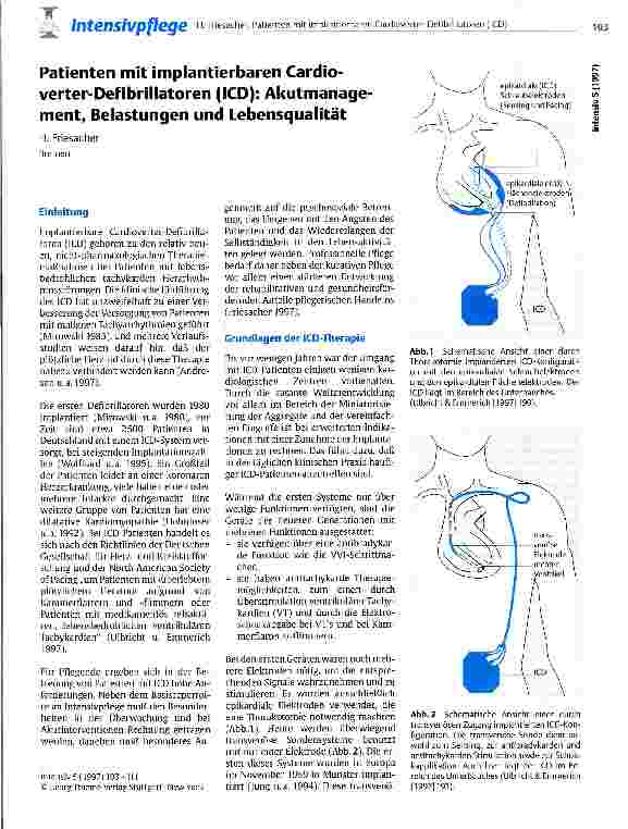 Vorschauseite 1: Patienten mit implantierbaren Cardioverter-Defibrilatoren (ICD): Akutmanagement, Belastungen und Lebensqualität