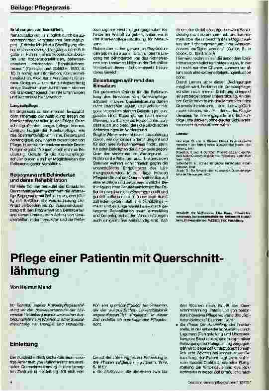 Vorschauseite 3: Der Einsatz von Krankenpflegeschülern/-innen in einer Rehabilitationsklinik für Querschnittgelähmte