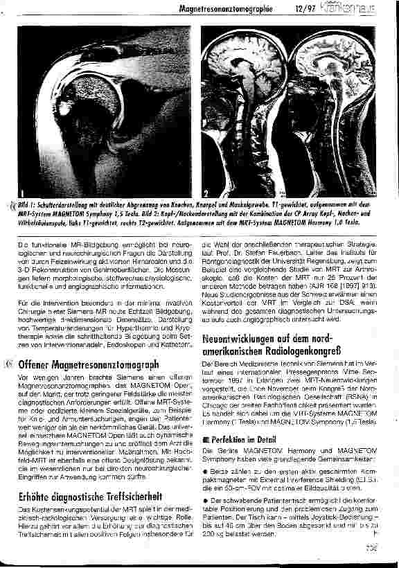 Vorschauseite 2: Aktuelle Entwicklungen auf dem Gebiet der Magnetresonanztomographie