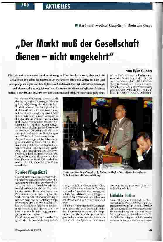 Vorschauseite 1: Der Markt muß der Gesellschaft dienen - nicht umgekehrt