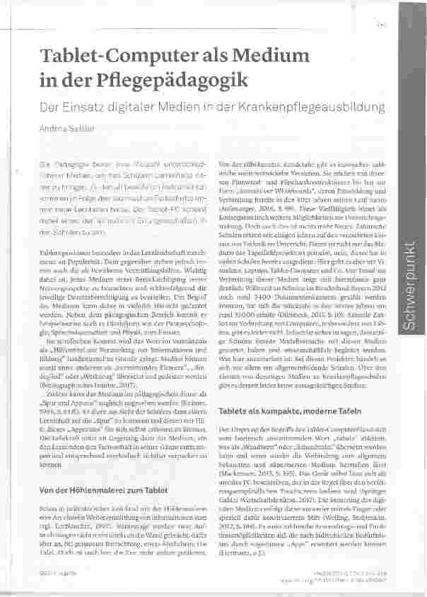 Vorschauseite 1: Tablet-Computer als Medium in der Pflegepädagogik