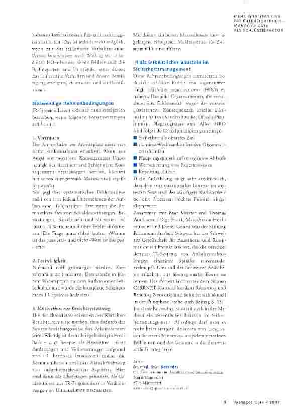 Vorschauseite 2: Incident-Reporting und Patientensicherheit