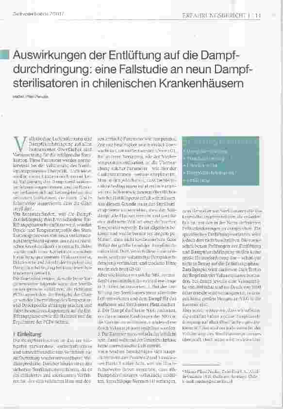 Vorschauseite 1: Auswirkungen der Entlüftung auf die Dampfdurchdringung: eine Fallstudie an neun Dampfsterilisatoren in chilenischen Krankenhäusern