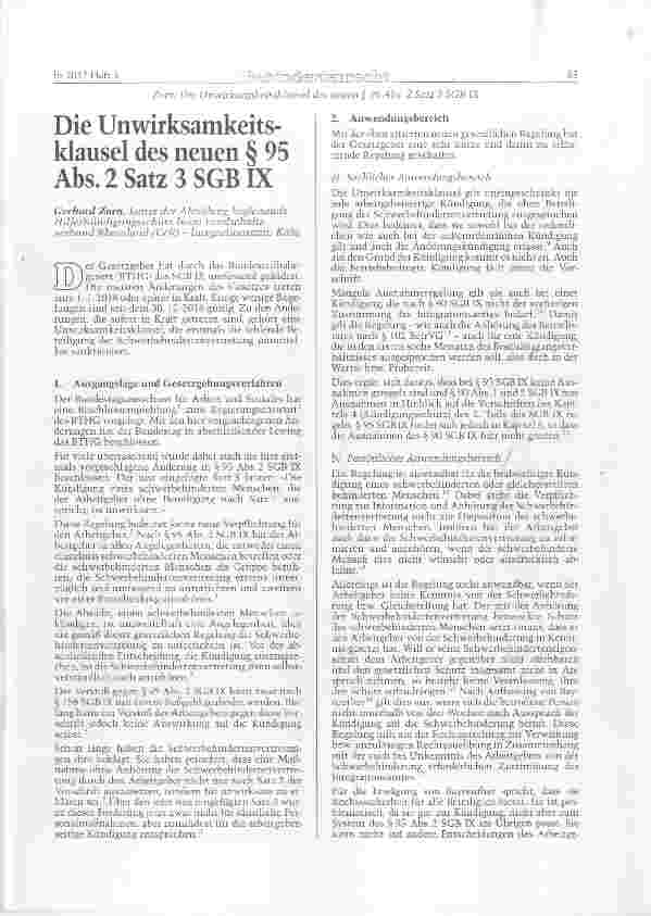 Vorschauseite 1: Die Unwirksamkeitsklausel des neuen § 95 Abs. 2 Satz 3 SGB K