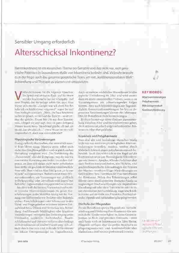 Vorschauseite 1: Altersschicksal Inkontinenz?