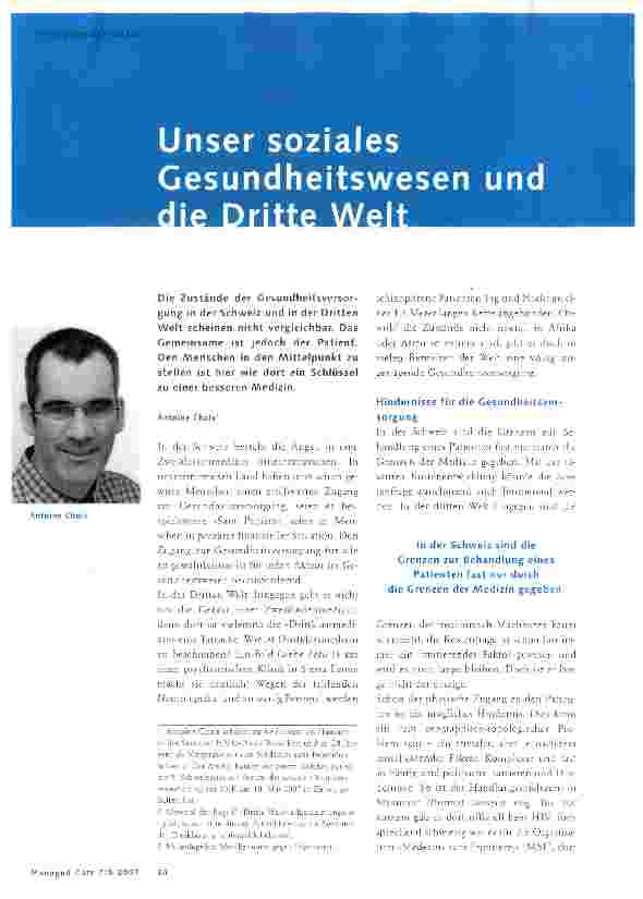 Vorschauseite 1: Unser soziales Gesundheitswesen und die Dritte Welt