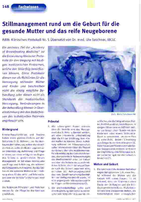 Vorschauseite 1: Stillmanagement rund um die Geburt für die gesunde Mutter und das reife Neugeborene