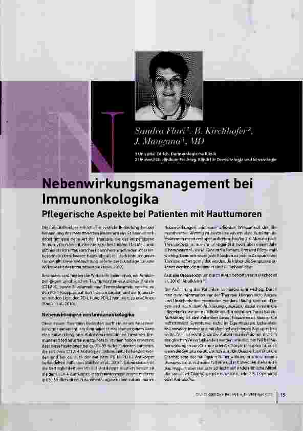 Vorschauseite 1: Nebenwirkungsmanagement bei Immunonkologika Pflegerische Aspekte bei Patienten mit Hauttumoren