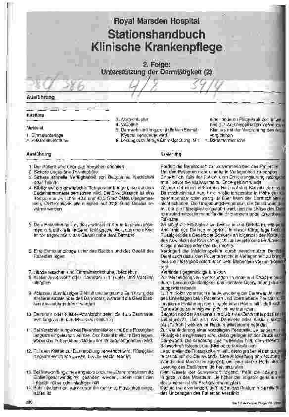 Vorschauseite 1: Stationshandbuch- Klinische Krankenpflege 2. Folge: Unterstützung der Darmtätigkeit (2)