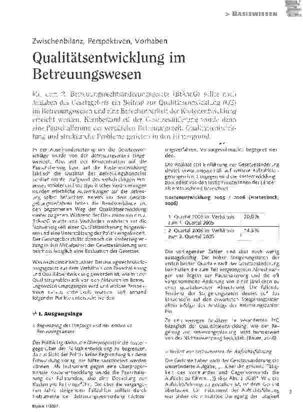 Vorschauseite 1: Qualitätsentwicklung im Betreuungswesen