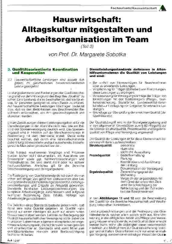 Vorschauseite 1: Hauswirtschaft: Alltagskultur mitgestalten und Arbeitsorganisation im Team (teil 3)