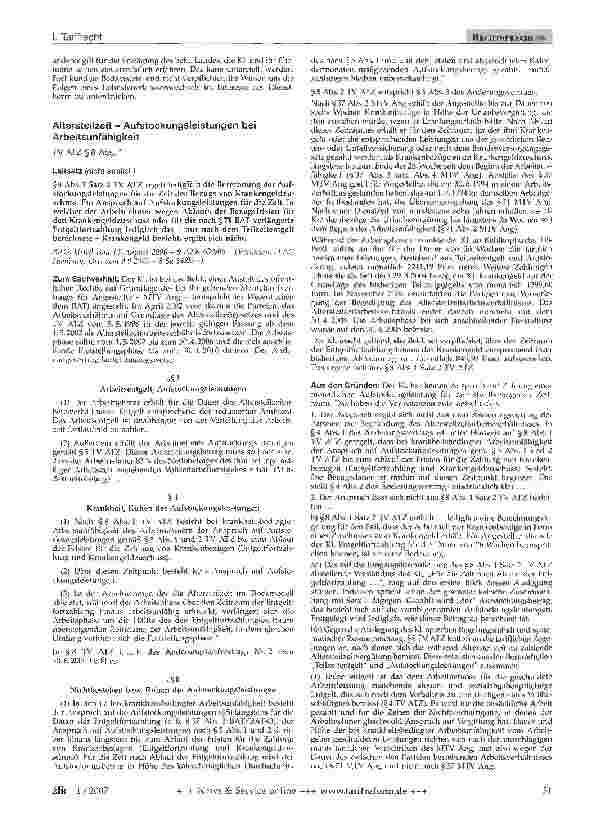 Vorschauseite 1: Altersteilzeit - Aufstockungsleistungen bei Arbeitsunfähigkeit