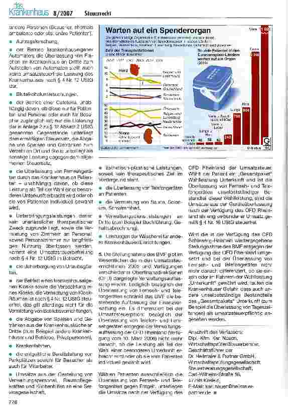 Vorschauseite 2: BMF: Umsatzsteuerliche Behandlung von Krankenhausleistungen