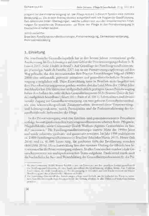 Vorschauseite 2: Familiengesundheitsstrategie in Brasilien Profilierung der Pflege in der Primärversorgung