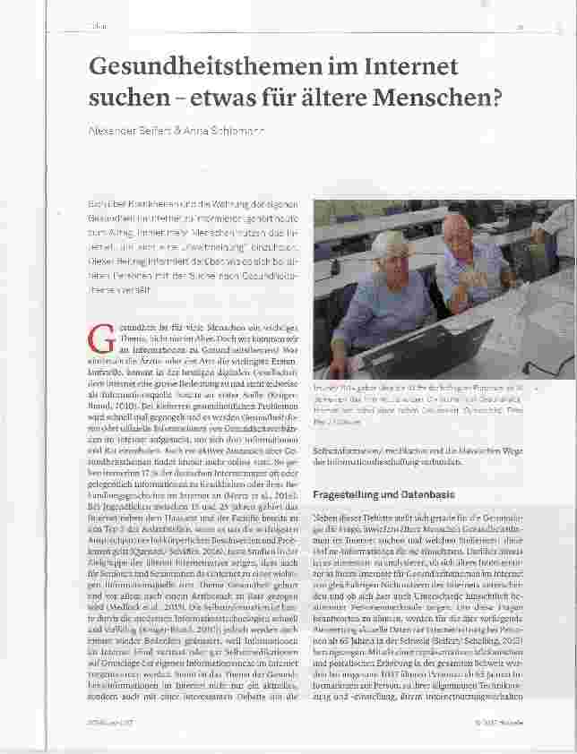 Vorschauseite 1: Gesundheitsthemen im Internet suchen etwas für ältere Menschen?