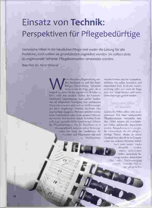Vorschauseite 1: Einsatz von Technik: Perspektiven für Pflegebedürftige