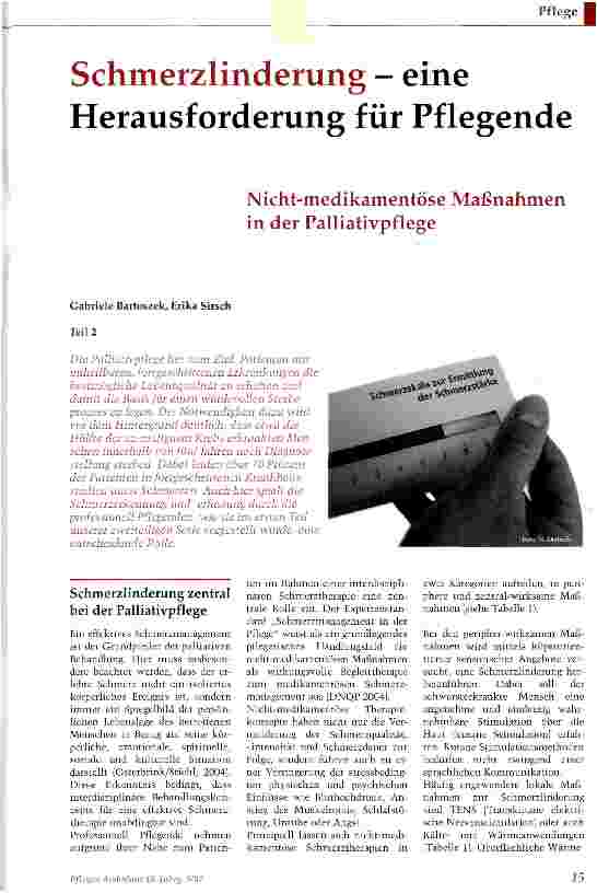 Vorschauseite 1: Schmerzlinderung - eine Herausforderung für Pflegende