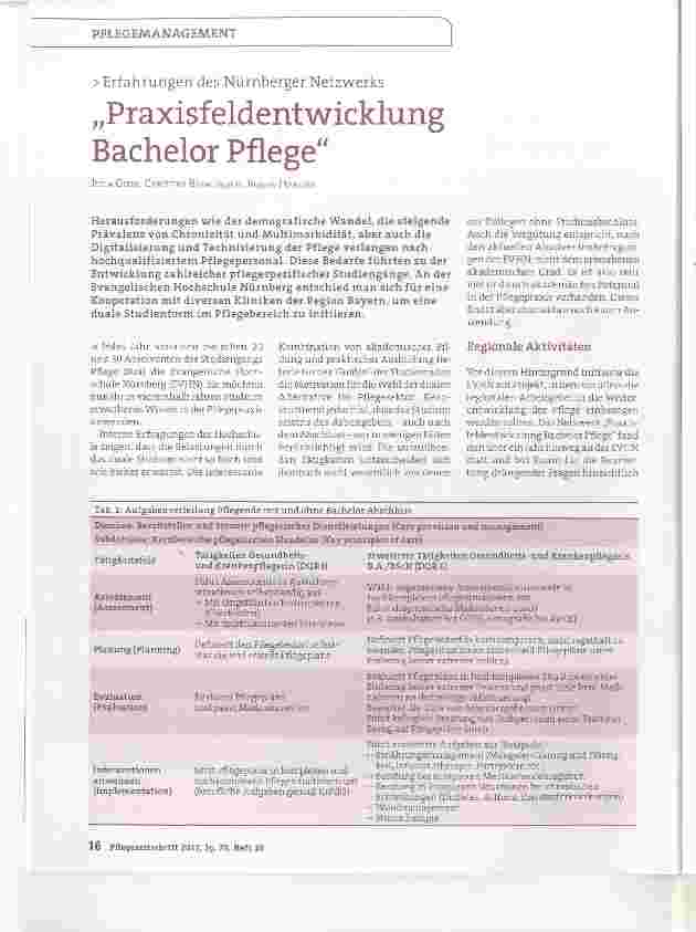 Vorschauseite 1: Praxisfeldentwicklung Bachelor Pflege