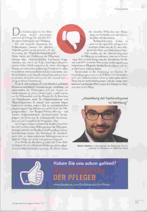 Vorschauseite 2: Altenpflege; Fachkraftquote absenken?