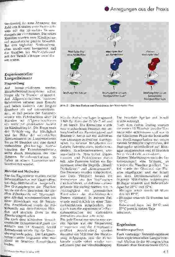 Vorschauseite 3: Senkung des Kontaminationsrisikos bei der Entnahme von Medikamenten aus Mehrdosisbehältern Der Einsatz von Mini-Spikes