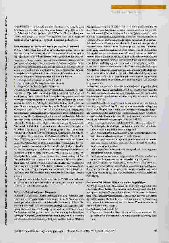 Vorschauseite 2: Befristete Verträge im Allgemeinen und befristete Teilzeit