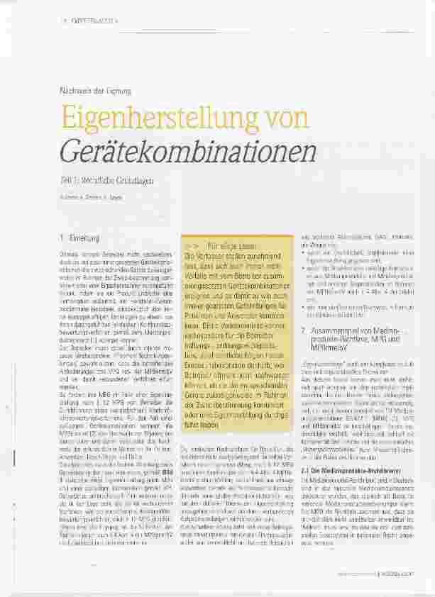 Vorschauseite 1: Eigenherstellung von Gerätekombinationen