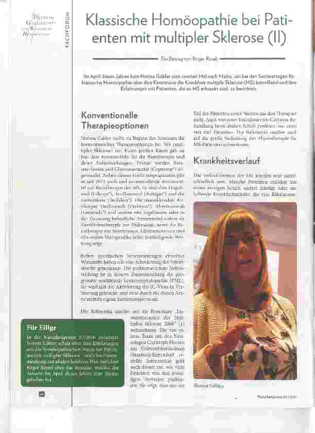 Vorschauseite 1: Klassische Homöopathie bei Patienten mit multipler Sklerose (II)