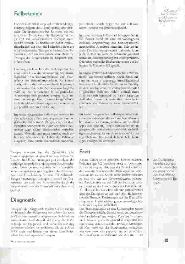 Vorschauseite 2: Klassische Homöopathie bei Patienten mit multipler Sklerose (II)