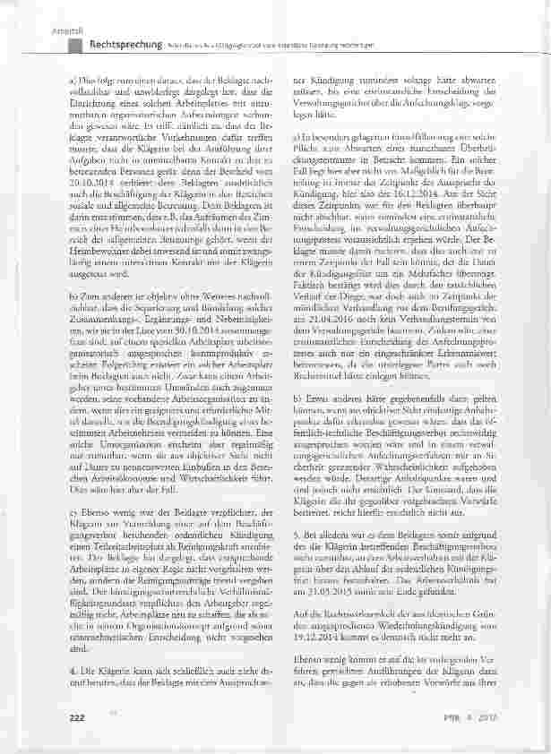 Vorschauseite 5: Behördliches Beschäftigungsverbot kann ordentliche Kündigung rechtfertigen