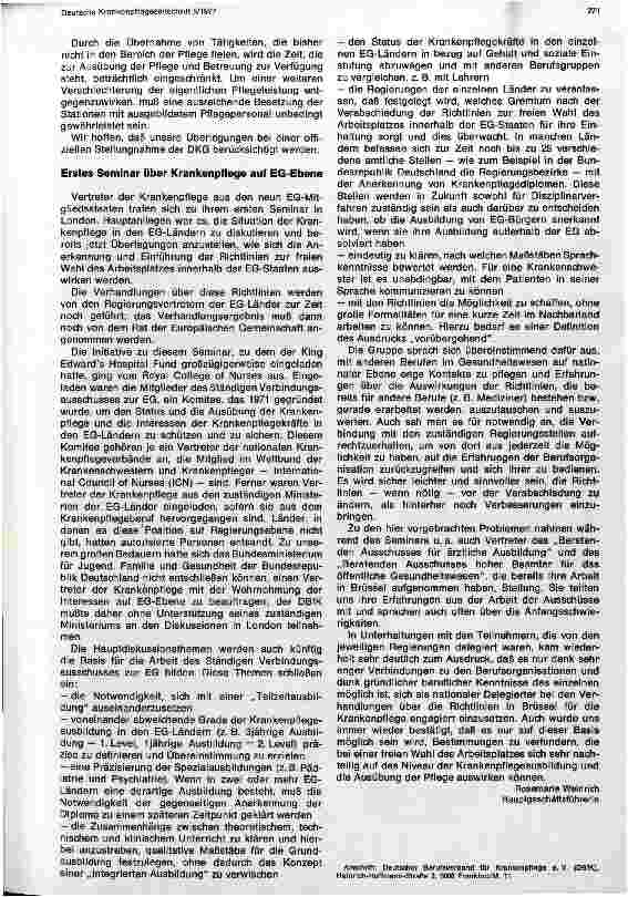 Vorschauseite 2: Mitteilung des DBFK - Stellungsnahme des DBFK zur Ausführung von i.v. Infektionen
