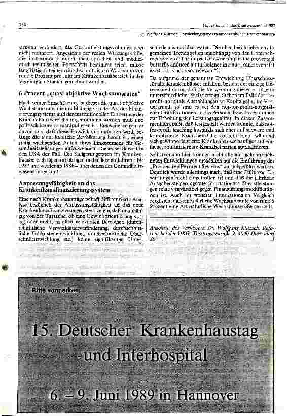 Vorschauseite 3: Entwicklungstrends in amerikanischen Krankenhäusern