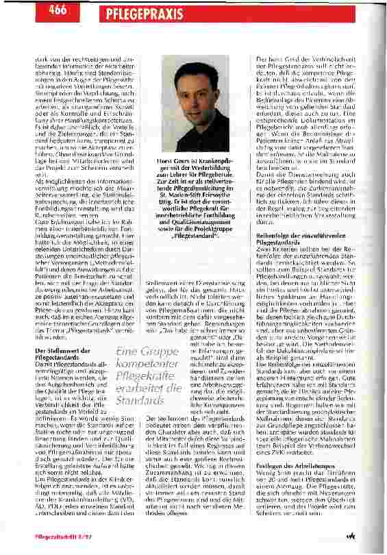 Vorschauseite 2: Ohne die Akzeptanz der Mitarbeiter muß das Projekt scheitern Das Einführen von Pflegestandards
