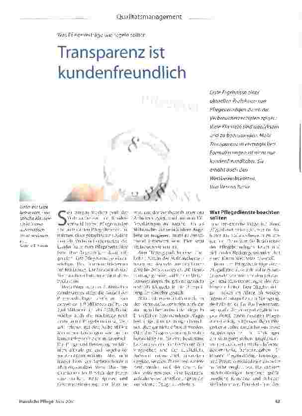 Vorschauseite 1: Transparenz ist kundenfreundlich