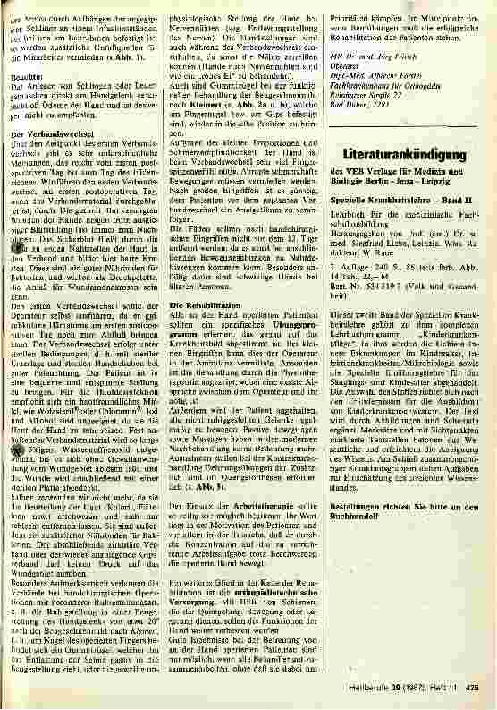 Vorschauseite 3: Postoperative Betreuung von Patienten mit Handverletzungen