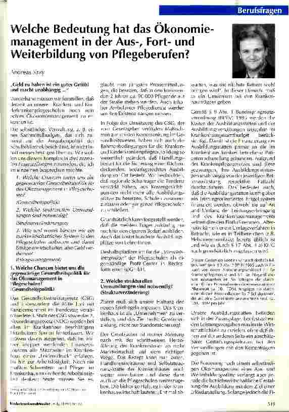 Vorschauseite 1: Welche Bedeutung hat das Ökonomiemanagement in der Aus-, Fortund Weiterbildung von Pflegeberufen?