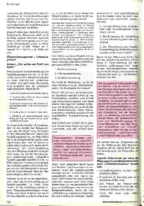 Vorschauseite 2: Welche Bedeutung hat das Ökonomiemanagement in der Aus-, Fortund Weiterbildung von Pflegeberufen?